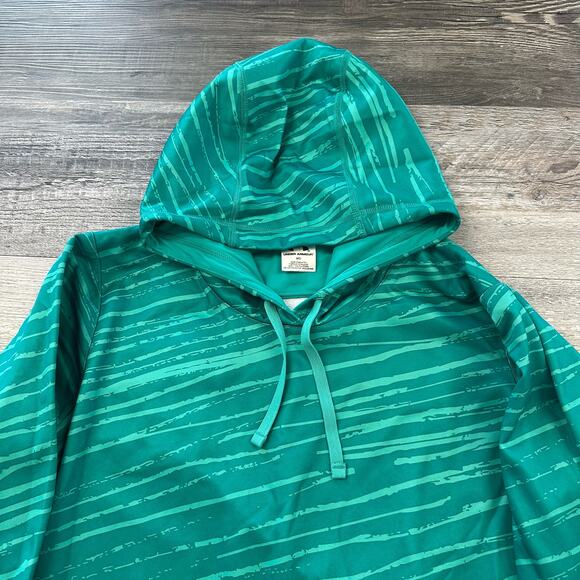Under Armour Womens M Green‎ Striped Kangaroo Pocket Pullover Preppy Hoodie - Picture 2 of 8